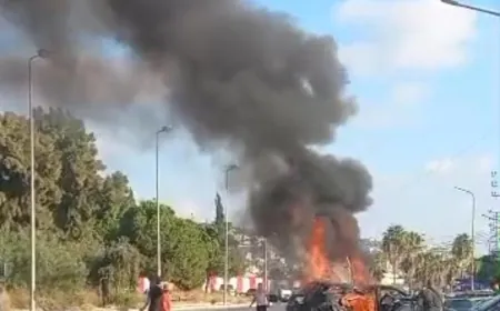 بالفيديو - مسيرة تستهدف سيارة عند المدخل الجنوبي لمدينة صيدا