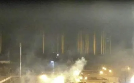حريق في محطة زابوريجيا النووية في أوكرانيا