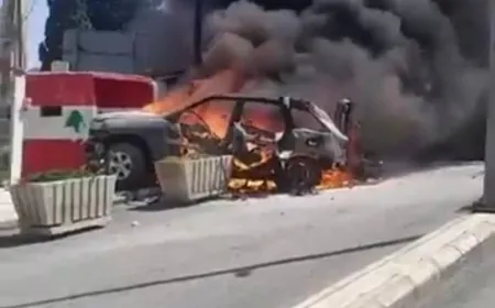 بالفيديو - مسيرة إسرائيلية تشن غارة على منطقة الفيلات بمحيط مخيم عين الحلوة في صيدا