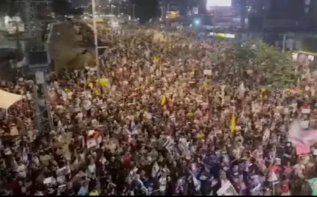 بالفيديو - مظاهرات عائلات الأسرى الإسرائيليين هذا المساء في تل أبيب