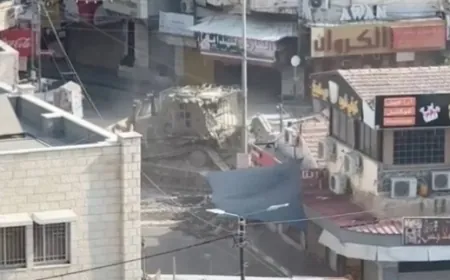 قوات الاحتلال تواصل هدم البنية التحتية وتجريف منطقة وسط مدينة جنين خاصة دوار السينما