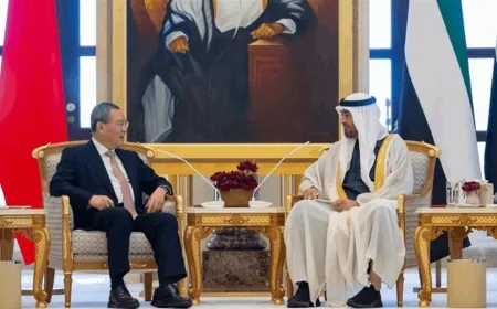 رئيس الإمارات استقبل رئيس الوزراء الصيني: ملتزمون بتعزيز العلاقات خلال العقود المقبل