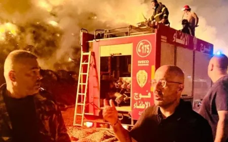 ياسين تفقد عمليات إطفاء الحريق في مطمر النفايات في الجديدة