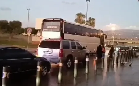 بالفيديو - تساقط الأمطار في مطار بيروت