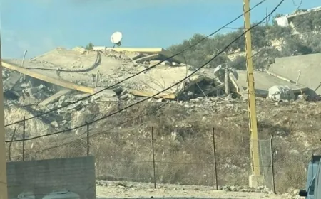 آثار الغارة الثانية التى استهدفت كفرحتى منذ قليل ولا اصابات