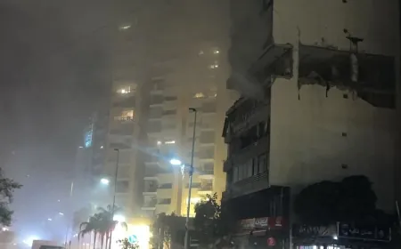 بالفيديو - غارة اسرائيلية استهدفت شقة في بناية شمس في ‎بيروت قرب جسر الكولا