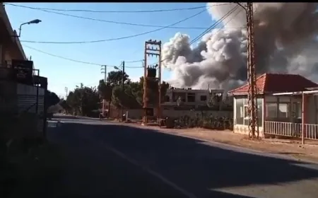 بالفيديو -غارة على محطّة بنزين في بلدة عدّوس غربي مدينة بعلبك شرقي لبنان