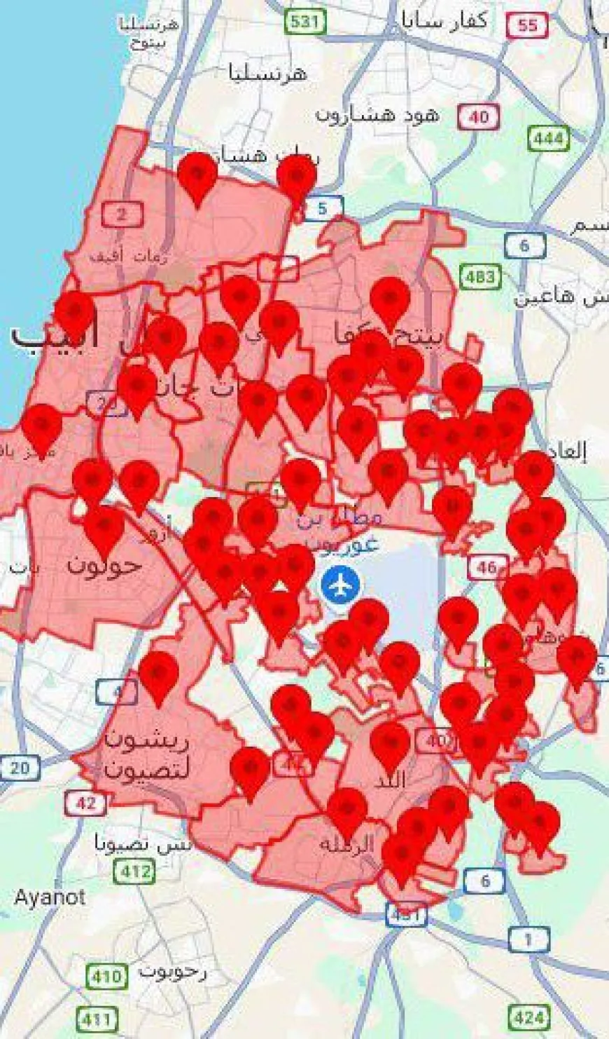 تل ابيب الآن تتعرض لرشقة صاروخية