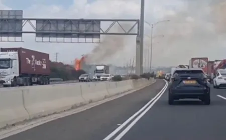 بالفيديو - قطع طريق رقم 6 شرق تل أبيب بعد سقوط صاروخ أُطلق من لبنان