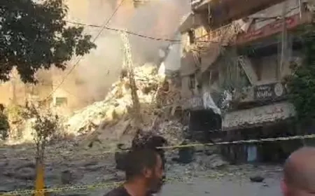 بالفيديو - استهداف مكتب العلاقات الاعلامية في حزب الله في الضاحية قرب اوتيل  pearl