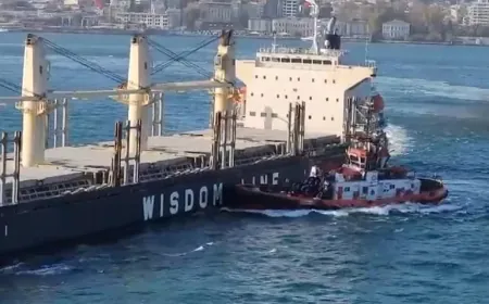 لحظة اصطدام سفينتين في مضيق البوسفور بإسطنبول