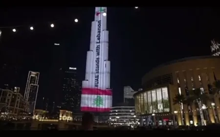 بالفيديو -إضاءة برج خليفة بالعلم اللبناني كجزء من مبادرة الإمارات تقف مع لبنان