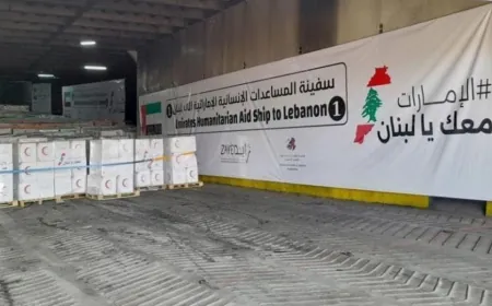 أطنان من المساعدات الإماراتية تصل لبنان