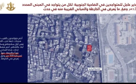 الجيش الاسرائيلي يوجّه انذارا لجميع السكان المتواجدين في منطقة الضاحية الجنوبية وتحديدًا في المباني المحددة في حدث بيروت بالابتعاد فورا