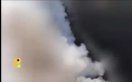 بالفيديو - ‏مشاهد بثها ‎#حزب_الله وقال إنها من عملية استهداف المقاومة الإسلامية قاعدة حيفا التقنية التابعة لجيش "العدو الإسرائيلي" بصواريخ "فادي" و"نصر1"