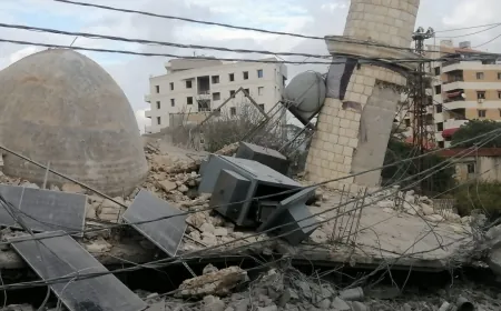 تدمير جامع حي البياض في ⁧‫النبطية‬⁩