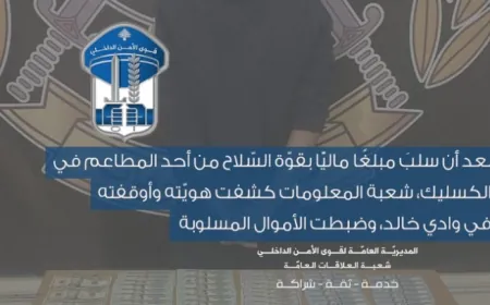بعد أن سلبَ مبلغًا ماليًّا بقوّة السّلاح من أحد المطاعم في الكسليك، شعبة المعلومات كشفت هويّته وأوقفته في وادي خالد، وضبطت الأموال المسلوبة