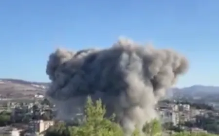 بالفيديو ـ غارة في محيط جامعة الرسول الاعظم بمدينة النبطية ‎جنوب_لبنان