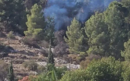 اندلاع حريق شرق ‎صفد نتيجة سقوط صاروخ أطلق من ‎جنوب_لبنان