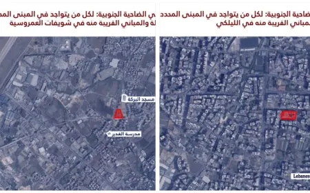 الجيش الإسرائيلي ينذر بقصف مبان سكنية في الليلكي وشويفات العمروسية بالضاحية الجنوبية لبيروت
