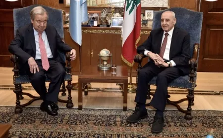 بري استقبل غوتيريش: لوجوب إلتزام اسرائيل بالإنسحاب من الأراضي اللبنانية