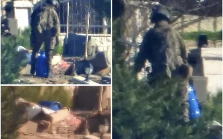 جندي صهيوني يسرق قارورة غاز من أحد المنازل أثناء الاعتداء على أطراف مدينة بنت جبيل
