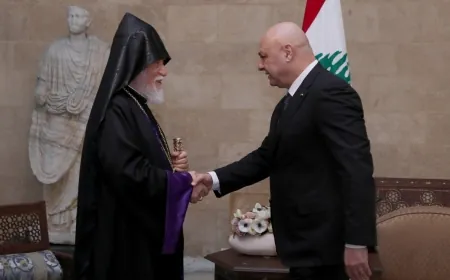 البطريريك كاثوليكوس آرام الأول للرئيس عون: نحن الى جانبكم في مهامكهم وأبناؤنا ينظرون اليكم كمبعث امل للبنان