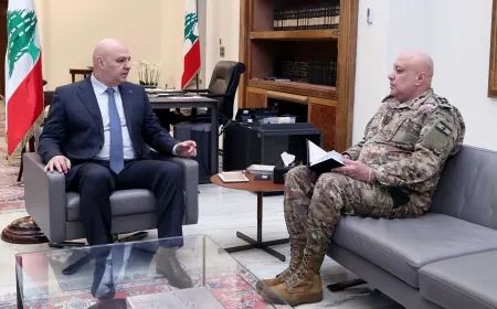 ‏الرئيس عون عرض التطورات في الجنوب مع  قائد الجيش بالإنابة  ومدير المخابرات