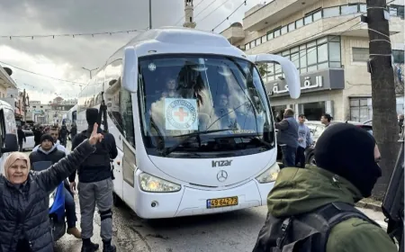 وصول المعتقلين الفلسطينيين المفرج عنهم إلى قطاع غزة