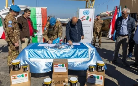 تسليم مواد صيانة لقوارب الصيد في صور بدعم من الكتيبة الايطالية في "اليونيفيل"