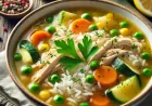 طريقة عمل شوربة الدجاج بالأرز والخضار