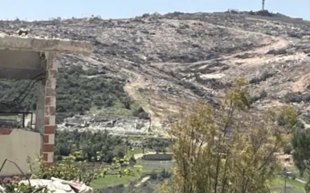 جرافة إسرائيلية معززة بآليات أقدمت على جرف الطريق الملاصق للجدار الإسمنتي في منطقة الحدب - خلة وردة في عيتا الشعب
