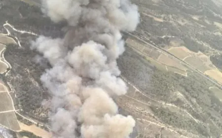 الحرائق في جبال القدس كما تم تصويرها من طائرة هليكوبتر تابعة للاحتلال .