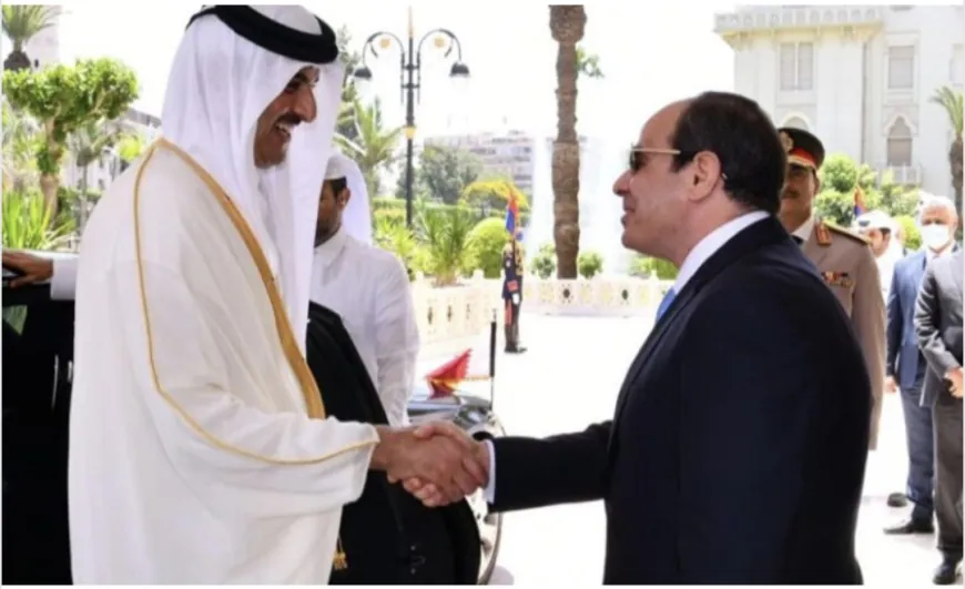 أمير قطر يستقبل السيسي
