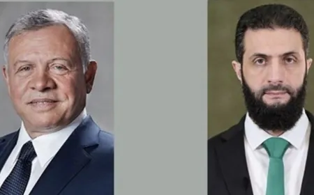 الرئيس أحمد الشرع يتلقى اتصالاً هاتفياً من الملك الأردني عبد الله الثاني بن الحسين