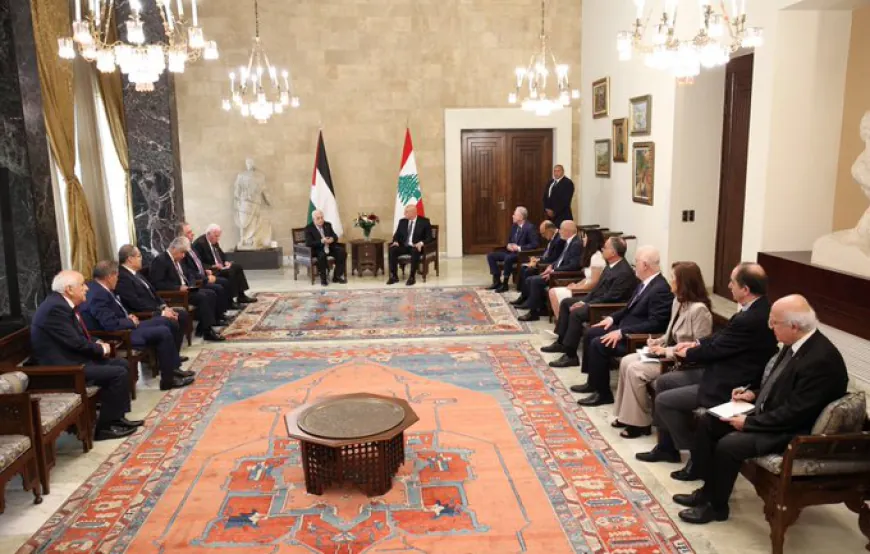 ‏لقاء موسّع بين الرئيس عون والرئيس الفلسطيني محمود عباس بمشاركة الوفدين الرسميَّين اللبناني والفلسطيني