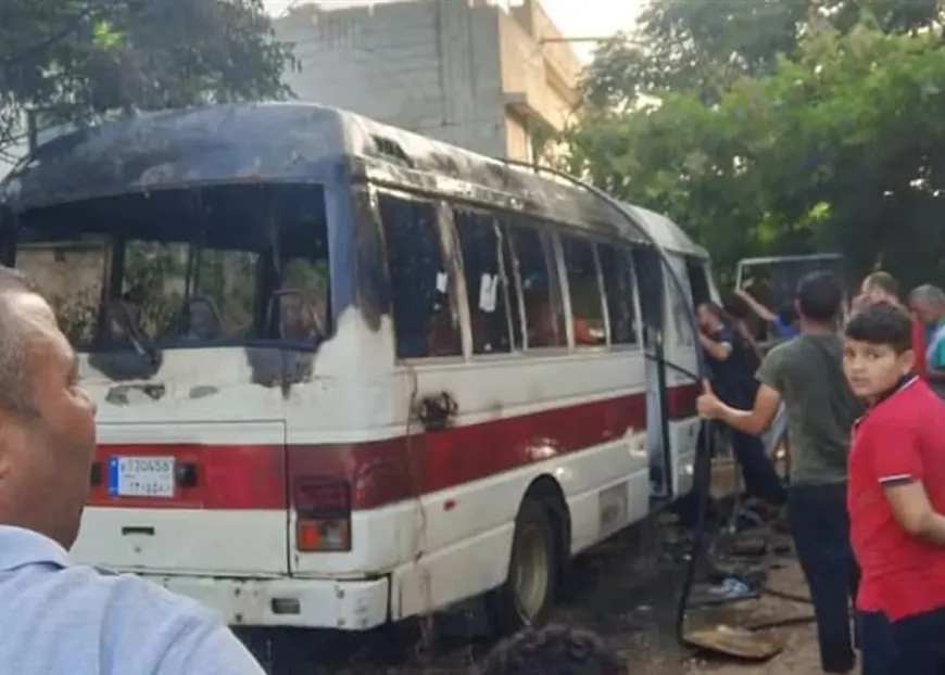 حريق في باص مدرسي نتيجة احتكاك كهربائي... وهذا ما حصل