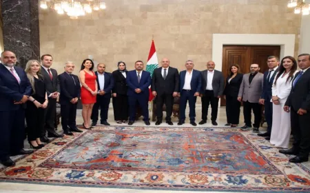 إستقبال وفداً من الأستاذة المتقاعدين في الجامعة اللبنانية بقصر بعبدا.