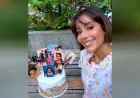 بقالب حلوى زينته بصور من طفولتها.. بلقيس تحتفل بعيد ميلادها