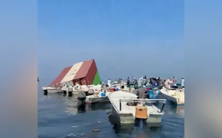فيديو يظهر آثار تعرض سفينتين لمقذوفات مجهولة بمضيق هرمز قبل غرق إحداهما